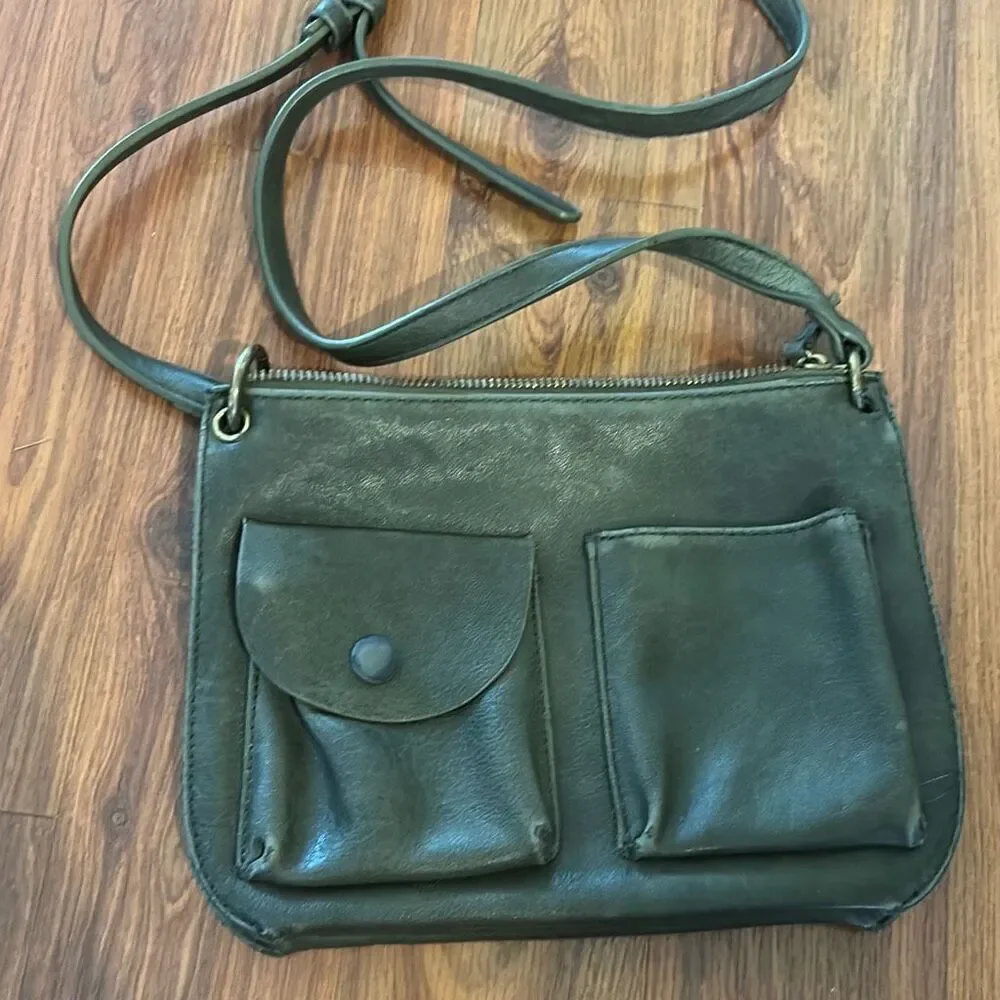 Anthropologie leather green Crossbody bag.